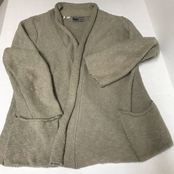 HABITAT CLOTHES TO LIVE IN 100% Tan Cotton Knit Open Front Cardigan Sweater * S - Picture 7 of 12